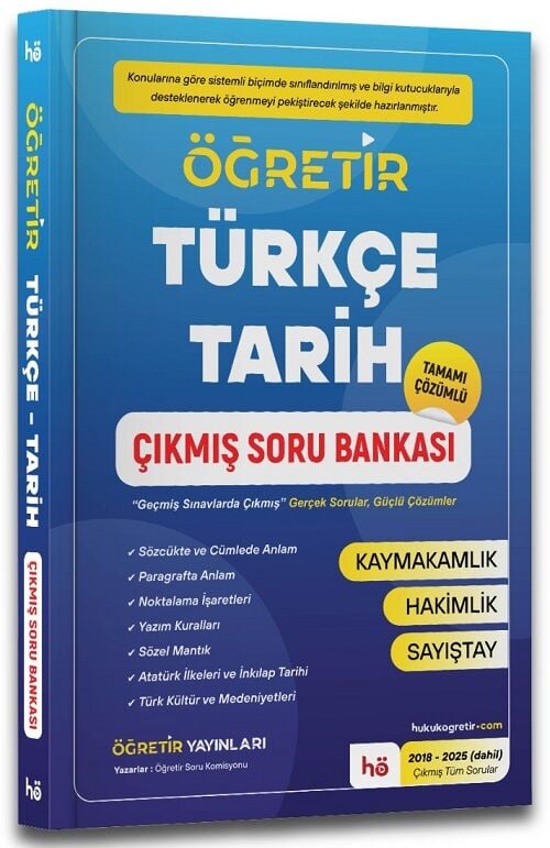 Öğretir 2026 Kaymakamlık Hakimlik Sayıştay Türkçe ve Tarih Çıkmış Soru Bankası Çözümlü Öğretir Yayınları