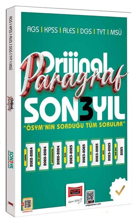 Yargı 2026 KPSS MEB-AGS ALES DGS TYT MSÜ Paragraf Orijinal Çıkmış Sorular Son 3 Yıl Çözümlü Yargı Yayınları