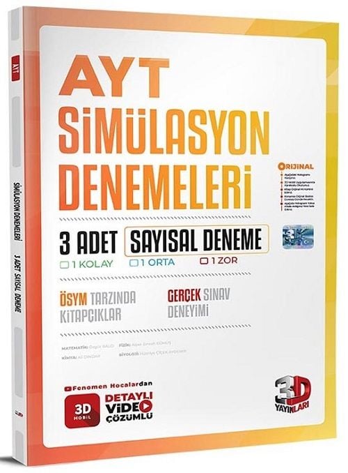 3D Yayınları YKS AYT Sayısal Simülasyon 3 Deneme Video Çözümlü 3D Yayınları