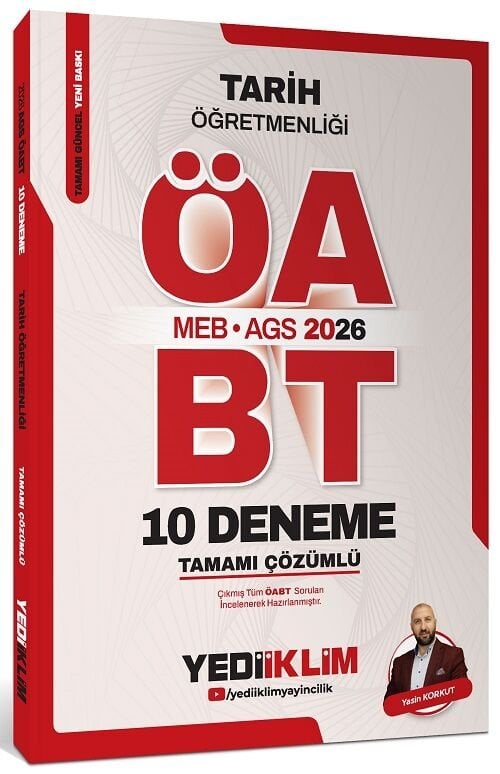 Yediiklim 2026 ÖABT MEB-AGS Tarih Öğretmenliği 10 Deneme Çözümlü - Yasin Korkut Yediiklim Yayınları