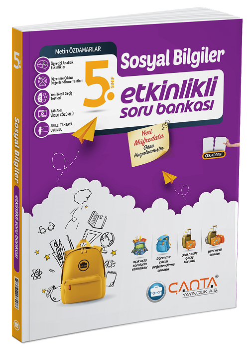 Çanta 5. Sınıf Sosyal Bilgiler Etkinlikli Kazanım Soru Bankası Çözümlü Çanta Yayınları