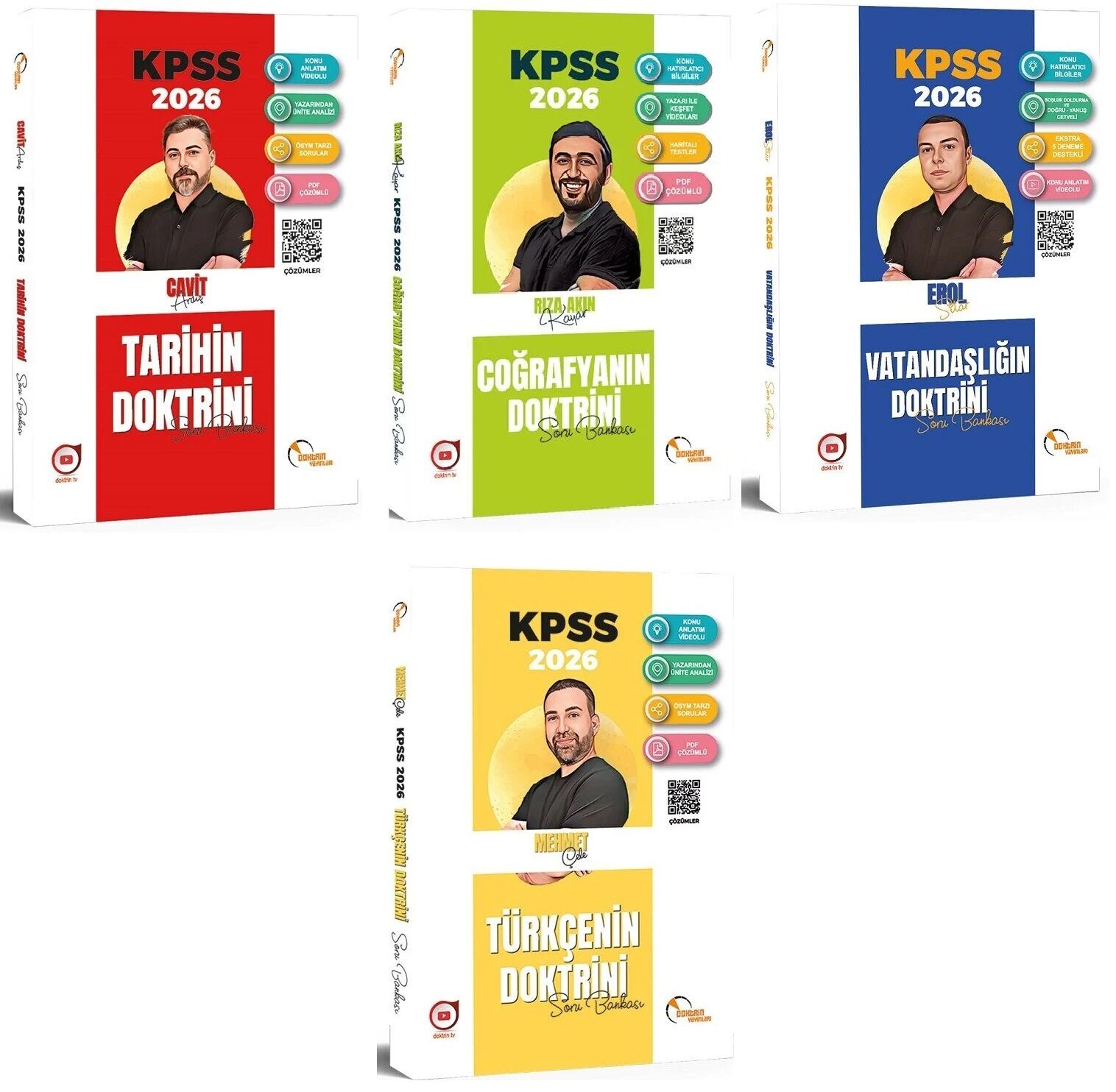 Doktrin 2026 KPSS Tarih + Coğrafya + Vatandaşlık + Türkçe Doktrini Soru Bankası 4 lü Set Doktrin Yayınları
