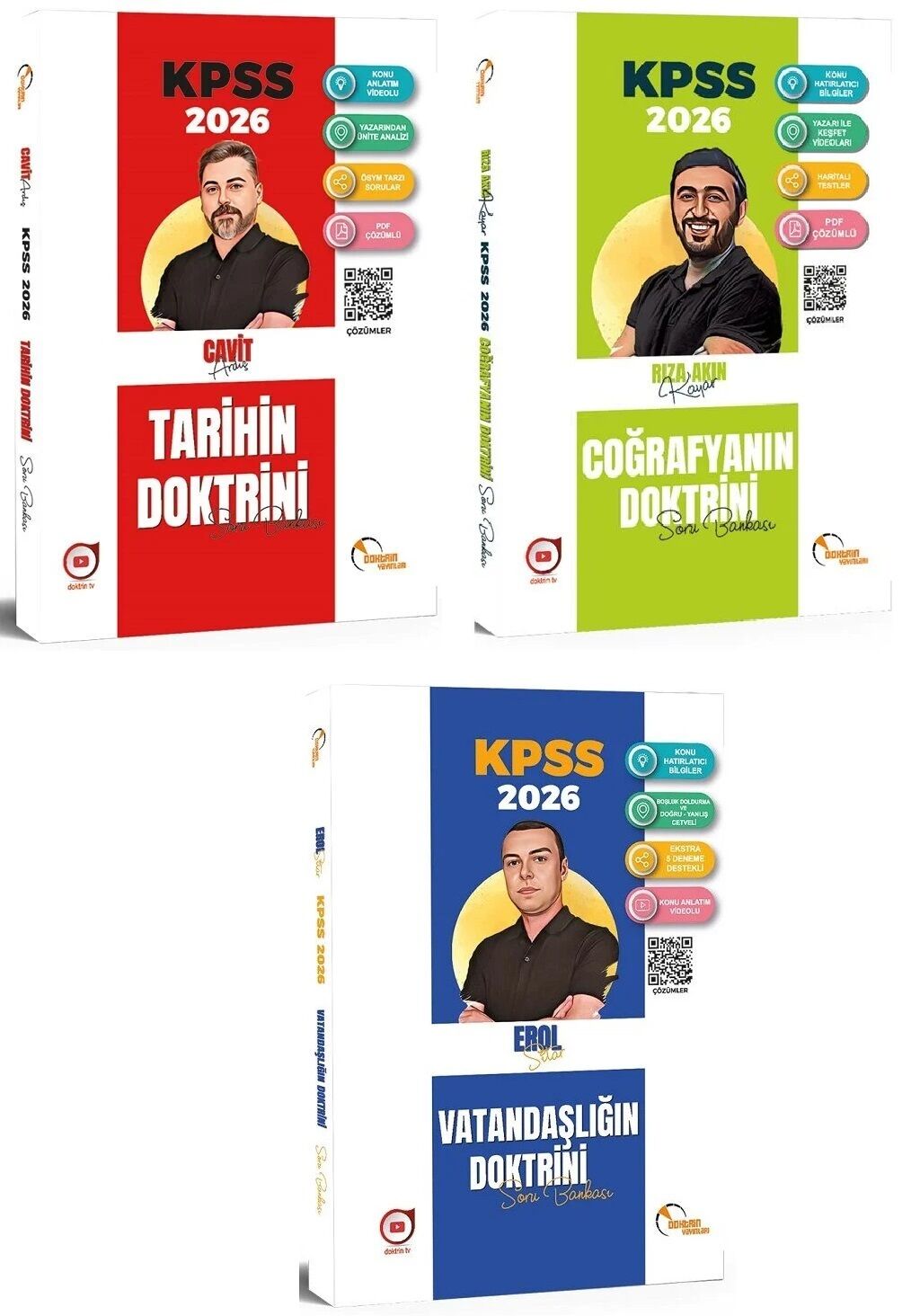 Doktrin 2026 KPSS Tarih + Coğrafya + Vatandaşlık Doktrini Soru Bankası 3 lü Set Doktrin Yayınları