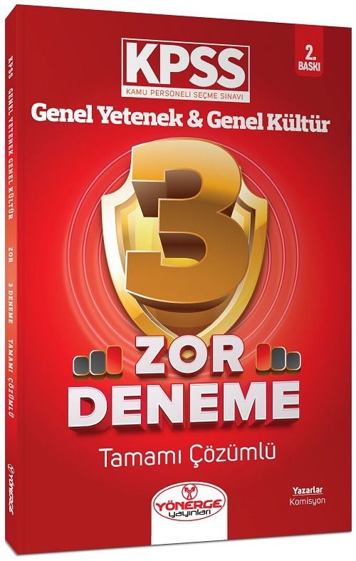 SÜPER FİYAT - Yönerge KPSS Genel Yetenek Genel Kültür Zor 3 Deneme Çözümlü Yönerge Yayınları