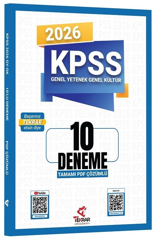 Tekrar Akademi 2026 KPSS Genel Yetenek Genel Kültür 10 Deneme Çözümlü Tekrar Akademi Yayınları