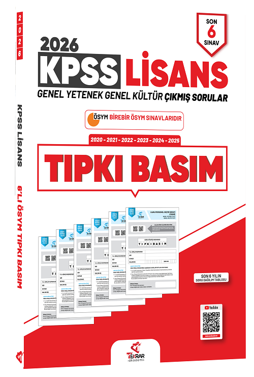 Tekrar Akademi 2026 KPSS Genel Yetenek Genel Kültür Çıkmış Sorular Son 6 Sınav Tıpkı Basım Çözümlü Tekrar Akademi Yayınları