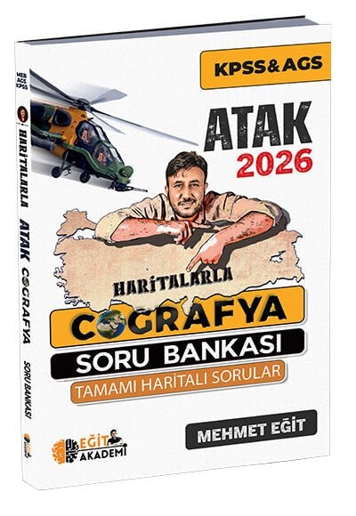 SÜPER FİYAT - Eğit Akademi 2026 KPSS MEB-AGS Haritalarla Atak Coğrafya Soru Bankası - Mehmet Eğit Eğit Akademi