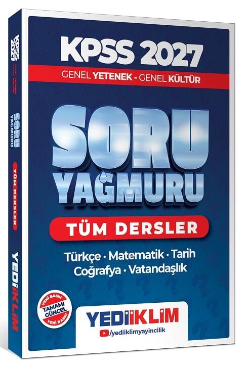 Yediiklim 2027 KPSS Genel Yetenek Genel Kültür Tüm Dersler Soru Yağmuru Soru Bankası Yediiklim Yayınları