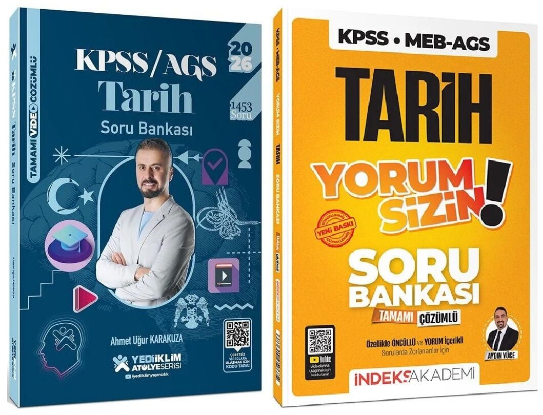 Yediiklim + İndeks 2026 KPSS MEB-AGS Tarih Atölye Yorum Sizin Soru Bankası 2 li Set - Ahmet Uğur Karakuza, Aydın Yüce Yediiklim + İndeks Akademi Yayınları