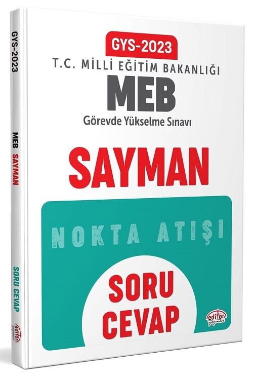 Editör 2023 GYS MEB Milli Eğitim Bakanlığı Sayman Nokta Atışı Soru Cevap Görevde Yükselme Editör Yayınları