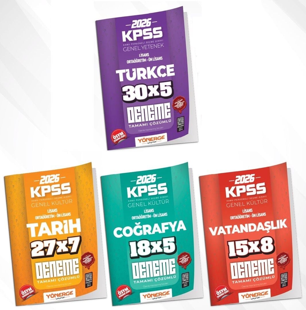 Yönerge 2026 KPSS Tarih + Coğrafya + Vatandaşlık + Türkçe İLELEBET 25 Deneme 4 lü Set Yönerge Yayınları