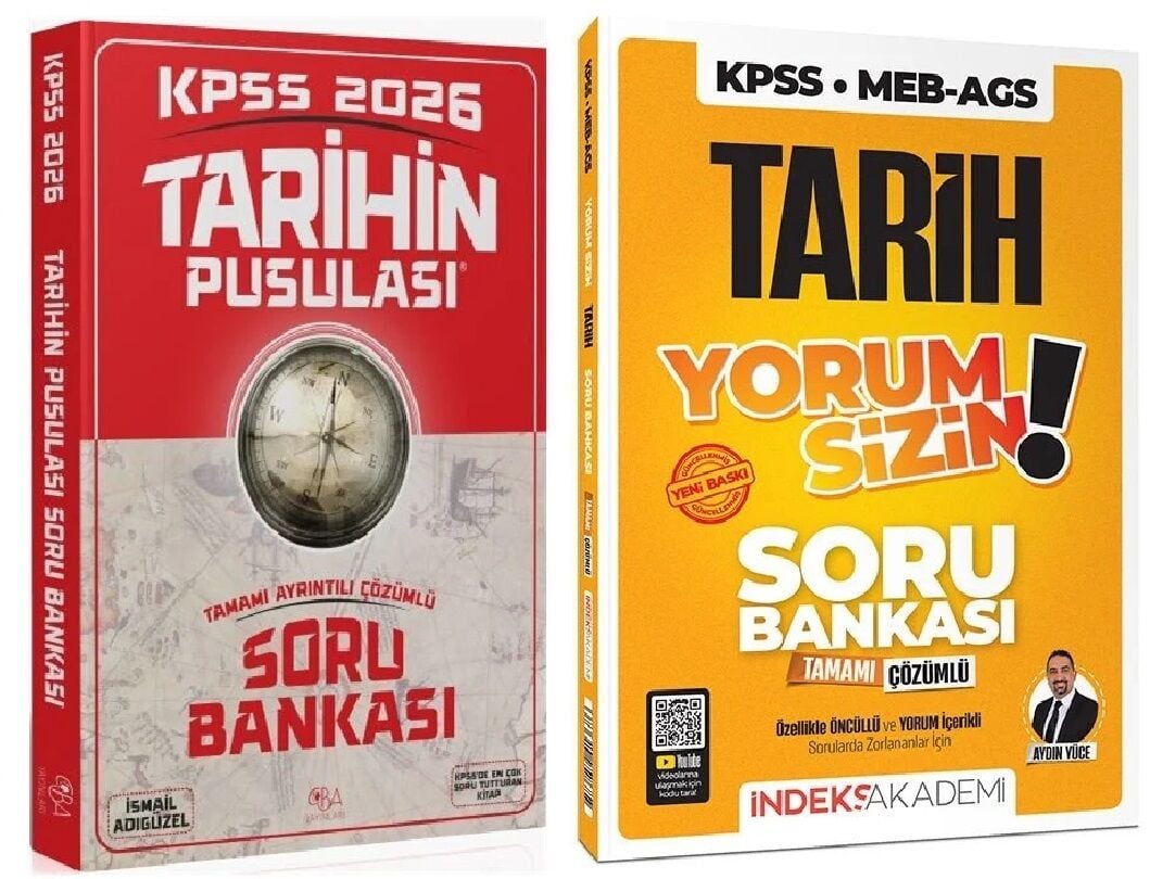 CBA + İndeks 2026 KPSS Tarihin Pusulası + Yorum Sizin Soru Bankası 2 li Set - İsmail Adıgüzel, Aydın Yüce CBA + İndeks Akademi Yayınları