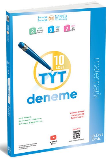 Üç Dört Beş 2025 YKS TYT Matematik 10 Deneme Video Çözümlü Üç Dört Beş Yayınları