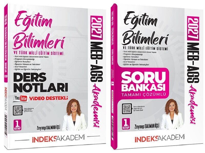 İndeks Akademi 2027 MEB-AGS Akademisi Eğitim Bilimleri Video Ders Notları + Soru Bankası  1. Kitap 2 li Set - Zeynep Salman İçli İndeks Akademi Yayıncılık