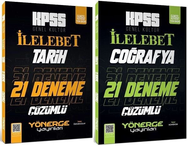 SÜPER FİYAT - Yönerge KPSS Tarih+Coğrafya İlelebet 21+21 Deneme 2 li Set Yönerge Yayınları