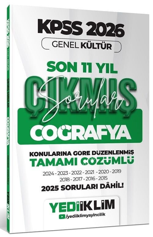 Yediiklim 2026 KPSS Coğrafya Çıkmış Sorular Son 11 Yıl Konularına Göre Çözümlü Yediiklim Yayınları
