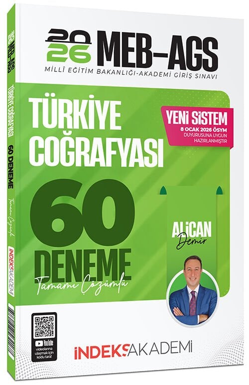 YENİ AGS - İndeks Akademi 2026 MEB-AGS Türkiye Coğrafyası 60 Deneme Çözümlü - Alican Demir İndeks Akademi Yayıncılık