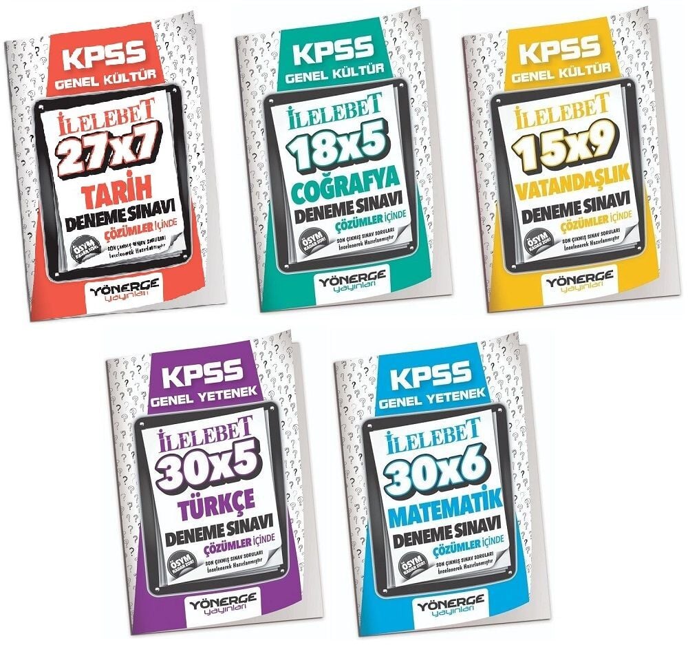SÜPER FİYAT - Yönerge KPSS Genel Yetenek Genel Kültür İLELEBET 32 Deneme 5 li Set Yönerge Yayınları