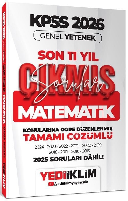 Yediiklim 2026 KPSS Matematik Çıkmış Sorular Son 11 Yıl Konularına Göre Çözümlü Yediiklim Yayınları