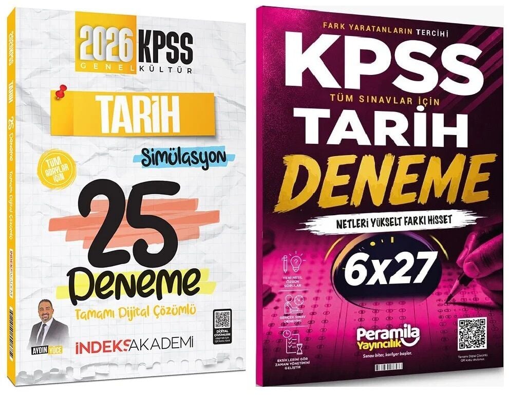 İndeks + Peramila 2026 KPSS Tarih Simülasyon 25+6 Deneme 2 li Set - Aydın Yüce İndeks Akademi + Peramila Yayıncılık