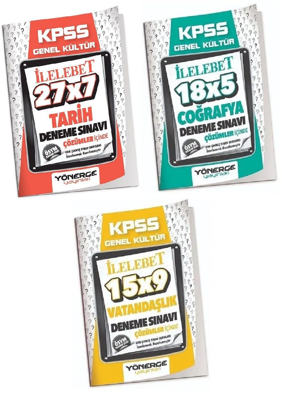 SÜPER FİYAT - Yönerge KPSS Tarih+Coğrafya+Vatandaşlık İLELEBET 21 Deneme 3 lü Set Yönerge Yayınları