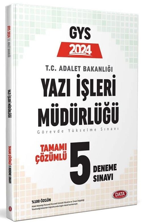 Data 2024 GYS Adalet Bakanlığı Yazı İşleri Müdürlüğü 5 Deneme Çözümlü Görevde Yükselme Data Yayınları