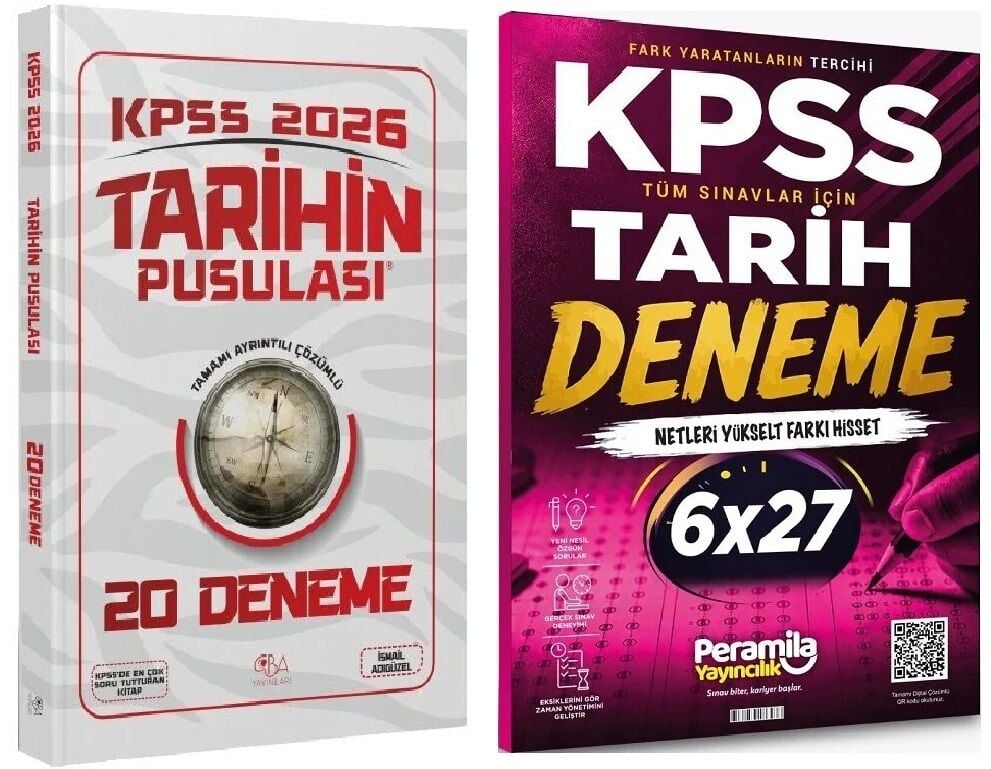 CBA + Peramila 2026 KPSS Tarihin Pusulası 20+6 Deneme 2 li Set - İsmail Adıgüzel CBA + Peramila Yayınları