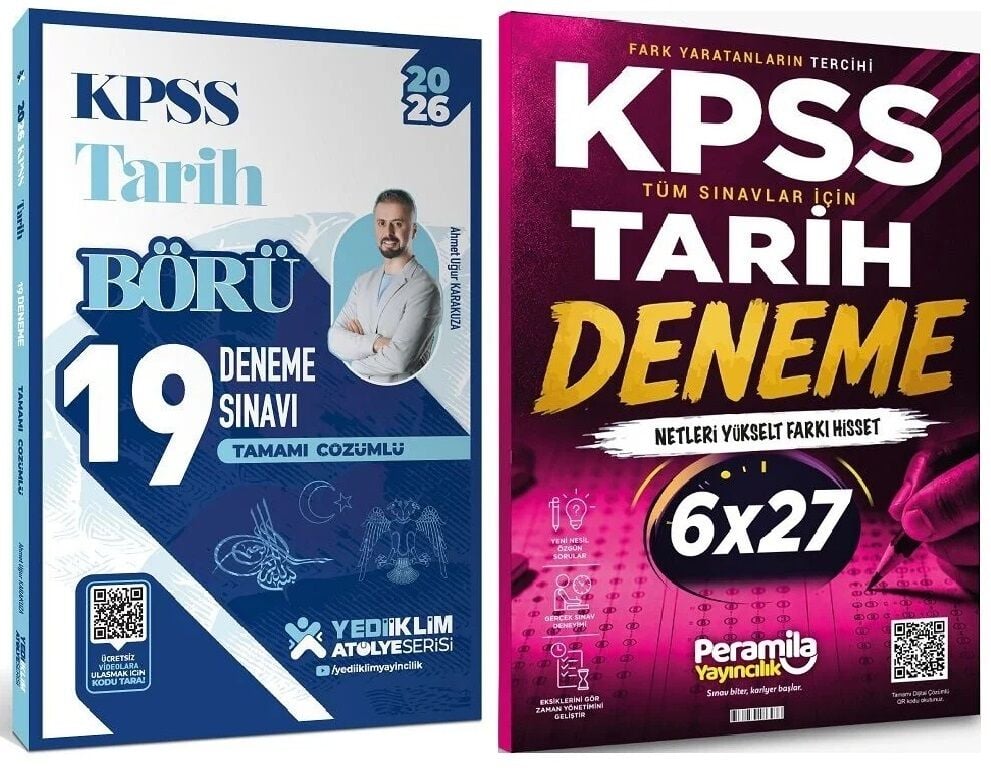 Yediiklim + Peramila 2026 KPSS Tarih Börü 19+6 Deneme Atölye Serisi 2 li Set - Ahmet Uğur Karakuza Yediiklim + Peremila Yayınları