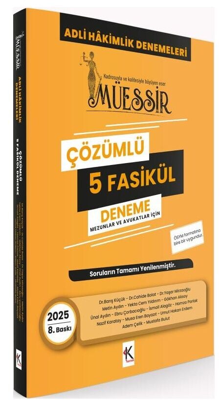 Kuram 2025 MÜESSİR Adli Hakimlik Fasikül 5 Deneme Çözümlü 8. Baskı Kuram Kitap Yayınları