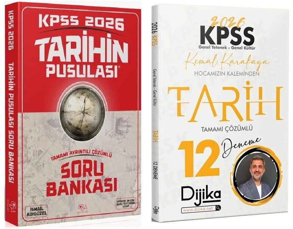 CBA + Dijika 2026 KPSS Tarihin Pusulası Soru Bankası + 12 Deneme 2 li Set - İsmail Adıgüzel, Kemal Karakaya CBA + Dijika Yayınları