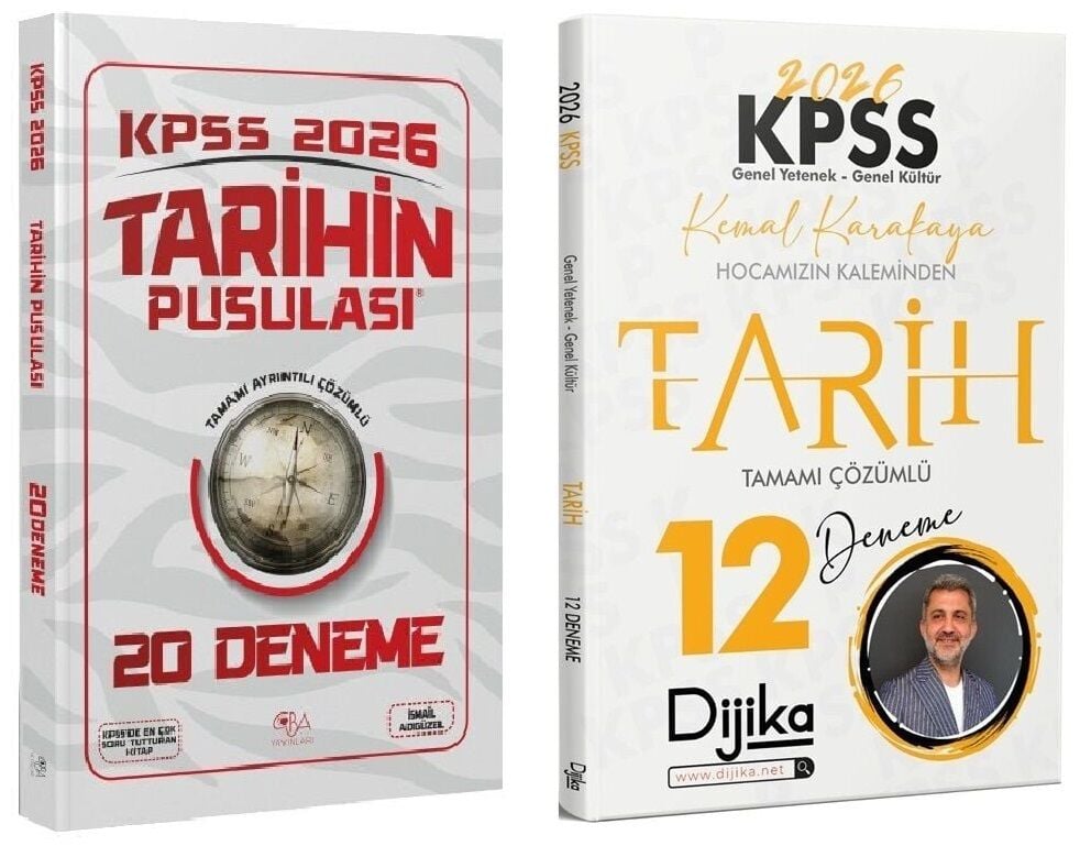CBA + Dijika 2026 KPSS Tarihin Pusulası 20 + 12 Deneme 2 li Set - İsmail Adıgüzel, Kemal Karakaya CBA + Dijika Yayınları