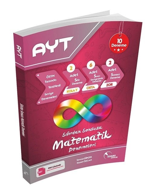 Doktrin YKS AYT Sıfırdan Sonsuza Matematik 10 Deneme Video Çözümlü - Kazım Özcan Doktrin Yayınları