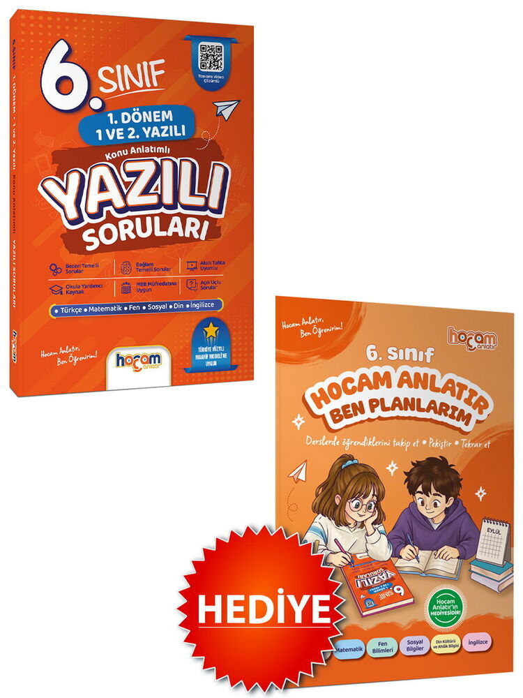 Hocam Anlatır 6. Sınıf 1. Dönem Tüm Dersler Maarif Modeli Konu Anlatımlı 1. ve 2. Yazılı Soruları Hocam Anlatır Yayınları