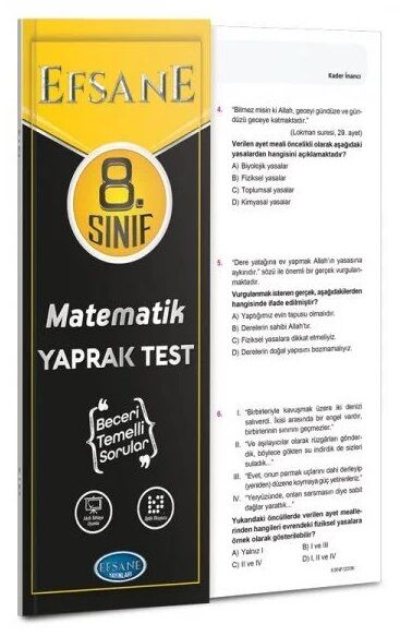 Efsane 8. Sınıf Matematik Yaprak Test Efsane Yayınları