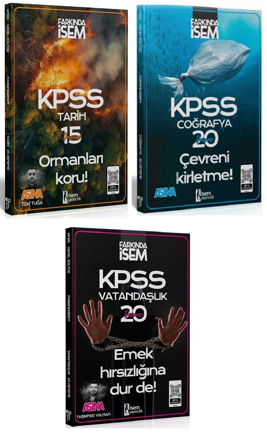SÜPER FİYAT - İsem 2025 KPSS Tarih+Coğrafya+Vatandaşlık Aşina 55 Deneme 3 lü Set İsem Yayınları