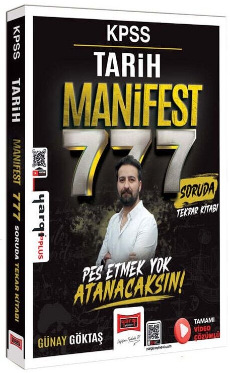 Yargı 2026 KPSS Tarih MANİFEST 777 Soruda Tekrar Kitabı Çözümlü - Günay Göktaş Yargı Yayınları