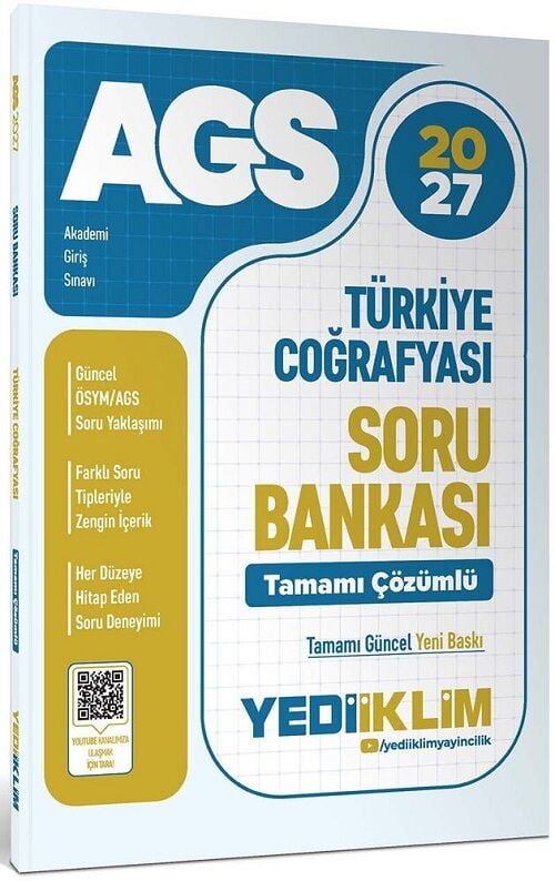 Yediiklim 2027 MEB-AGS Türkiye Coğrafyası Soru Bankası Çözümlü Yediiklim Yayınları