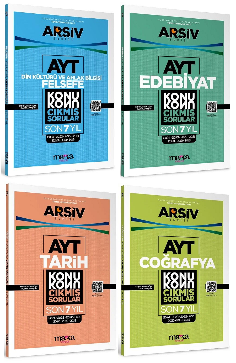 Marka 2025 YKS AYT Sözel Çıkmış Sorular Son 7 Yıl Konu Konu Tıpkı Basım Arşiv Serisi Çözümlü 4 lü Set Marka Yayınları