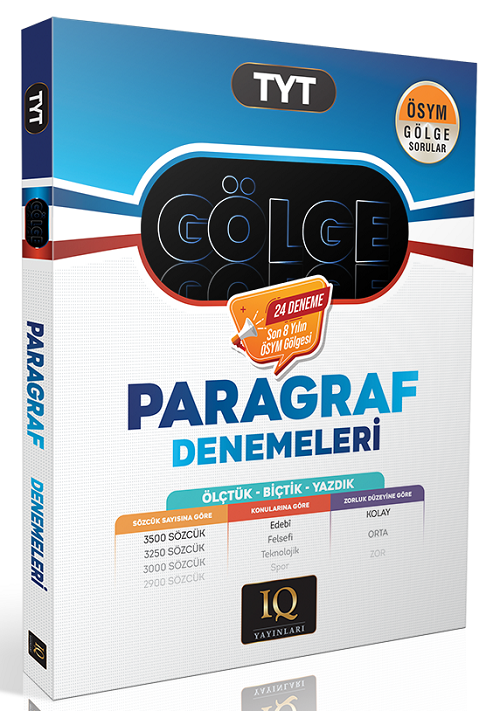 IQ Yayınları YKS TYT Paragraf Gölge 24 Deneme IQ Yayınları