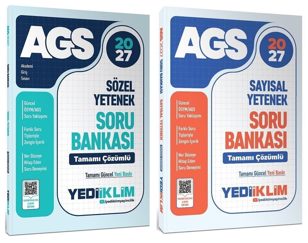 Yediiklim 2027 MEB-AGS Sözel + Sayısal Yetenek Soru Bankası 2 li Set Yediiklim Yayınları