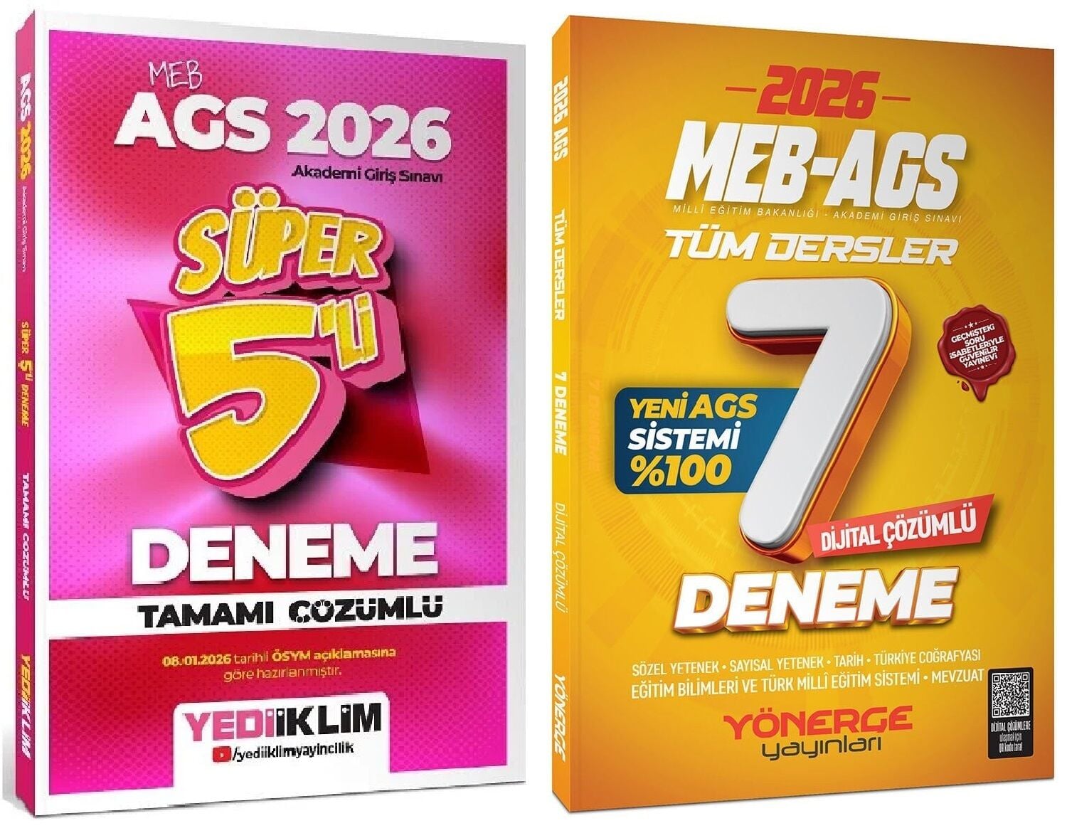YENİ AGS - Yediiklim + Yönerge 2026 MEB-AGS Tüm Dersler Süper 5 + 7 Deneme 2 li Set Yediiklim + Yönerge Yayınları