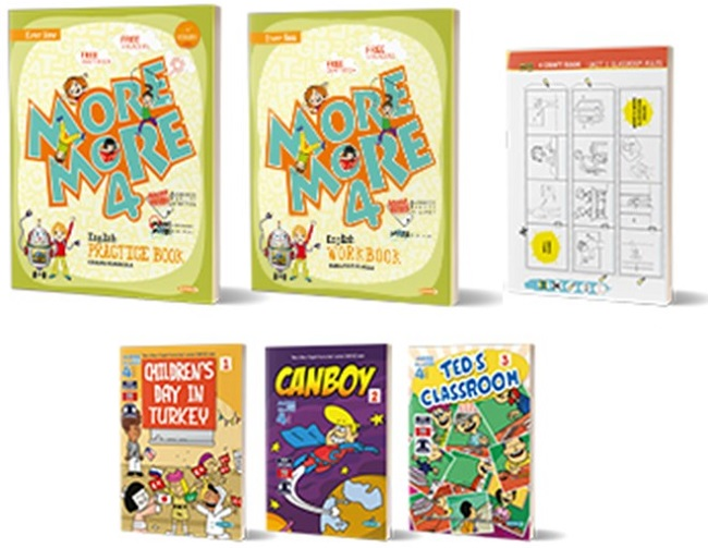 Kurmay ELT More and More English 4 Practice Book - Workbook + 3 Hikaye Kitabı + Craft Book Kurmay ELT Yayınları