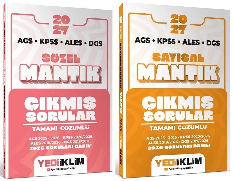 Yediiklim 2027 KPSS MEB-AGS ALES DGS Sözel + Sayısal Mantık Çıkmış Sorular 2 li Set Yediiklim Yayınları