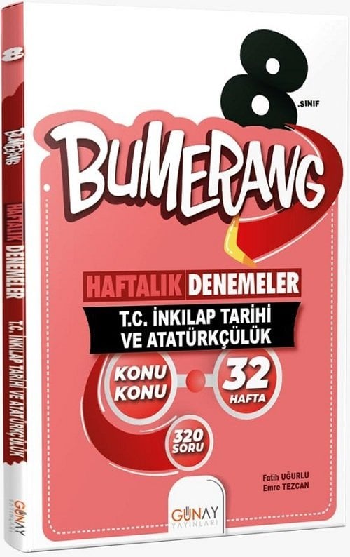 Günay 8. Sınıf TC İnkılap Tarihi ve Atatürkçülük Bumerang Konu Konu Haftalık Denemeler Günay Yayınları