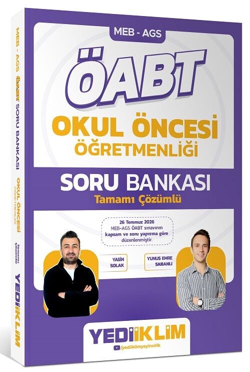 Yediiklim 2027 ÖABT MEB-AGS Okul Öncesi Öğretmenliği Soru Bankası Çözümlü - Yasin Solak, Yunus Emre Sabanlı Yediiklim Yayınları