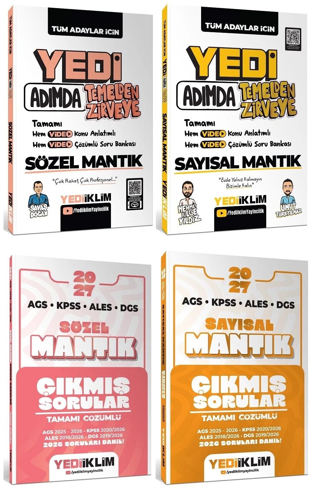 Yediiklim 2027 KPSS DGS ALES YKS 7 Yedi Adımda Sözel + Sayısal Mantık Konu Anlatımlı Soru Bankası + Çıkmış Sorular 4 lü Set Yediiklim Yayınları