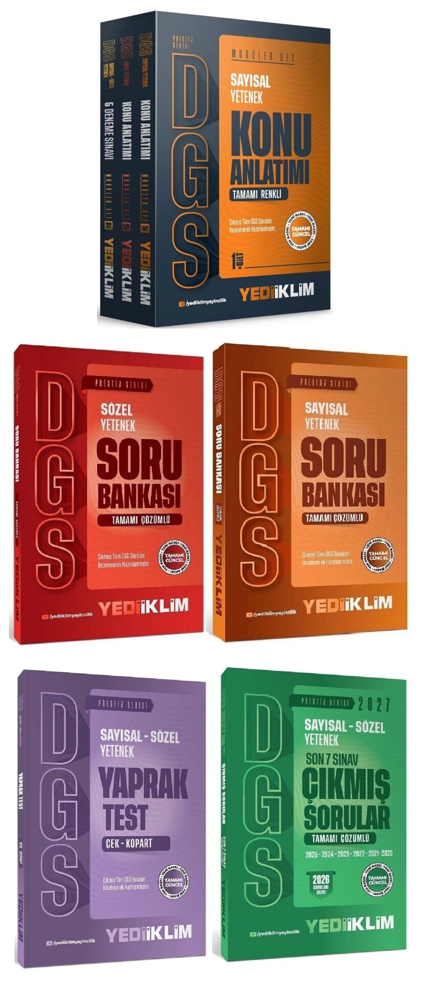 Yediiklim 2027 DGS Prestij Modüler Konu Anlatımlı + Soru Bankası + Yaprak Test + Çıkmış Sorular 7 li Set Yediiklim Yayınları