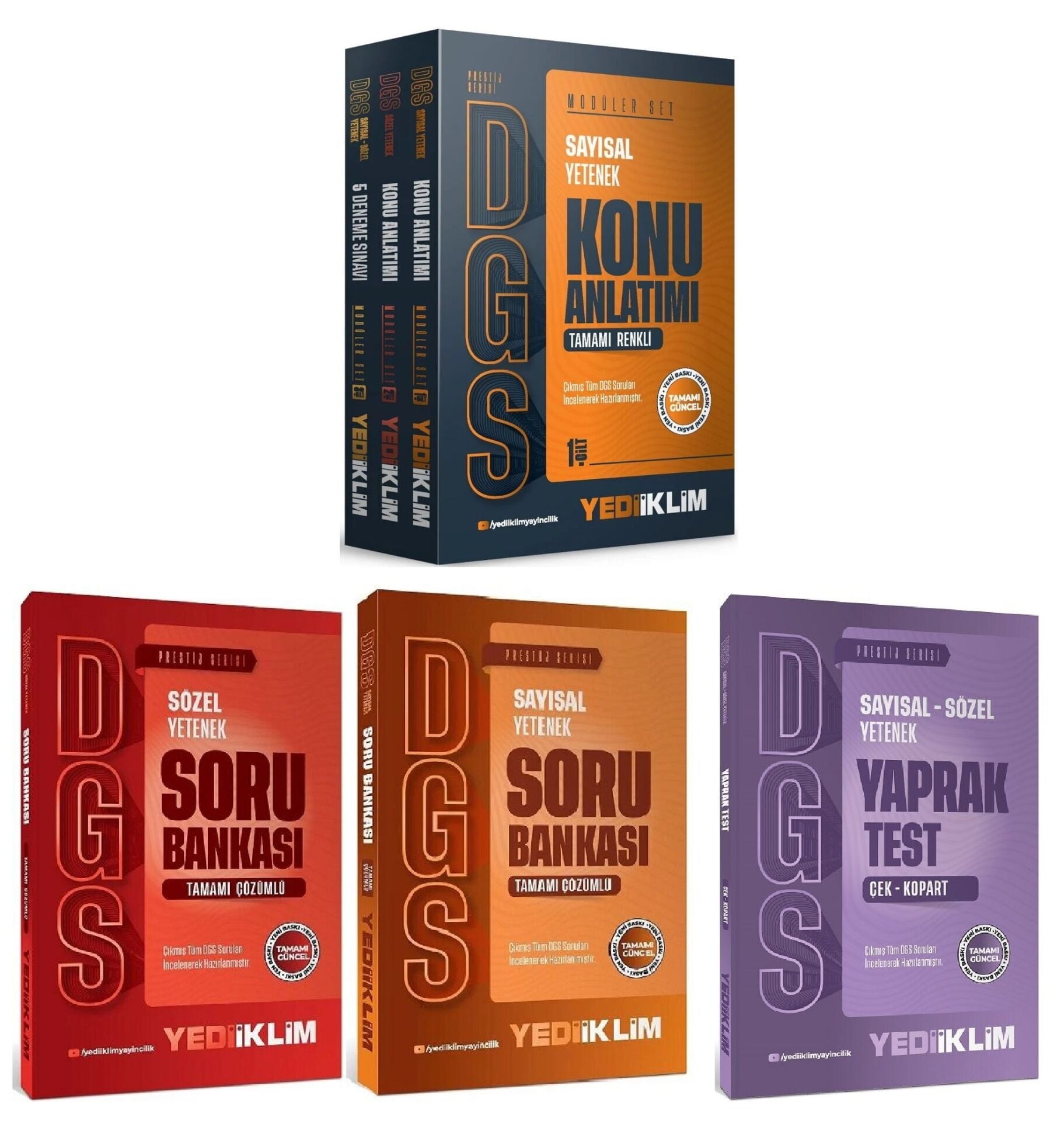 Yediiklim 2027 DGS Prestij Modüler Konu + Soru Bankası + Yaprak Test 6 lı Set Yediiklim Yayınları