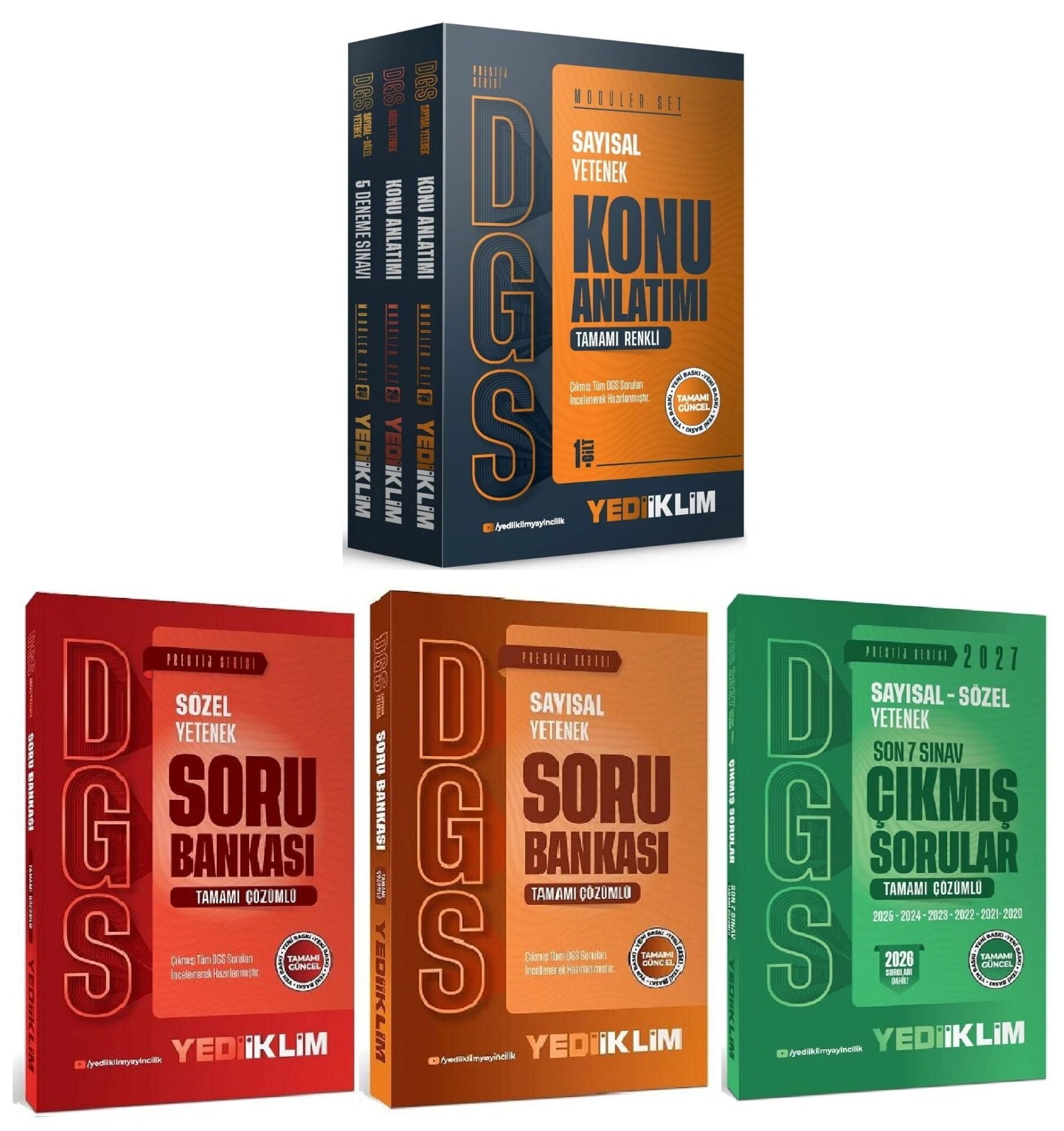 Yediiklim 2027 DGS Prestij Modüler Konu Anlatımlı + Soru Bankası +  Çıkmış Sorular 6 lı Set Yediiklim Yayınları