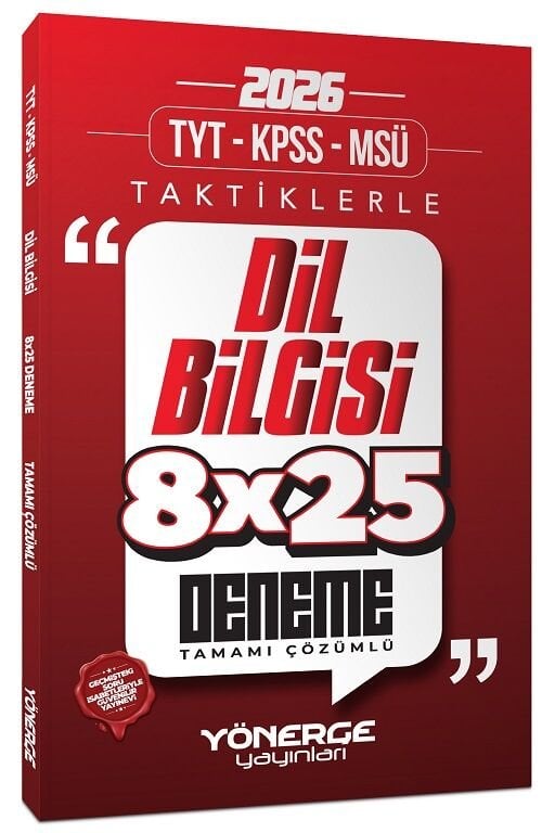 Yönerge 2026 TYT KPSS MSÜ Taktiklerle Dil Bilgisi 8x25 Deneme Çözümlü Yönerge Yayınları